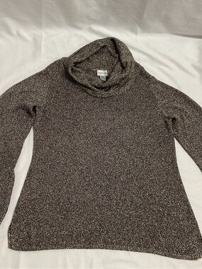 Chico's Shimmery Brown Cowl Neck Sweater. Size L